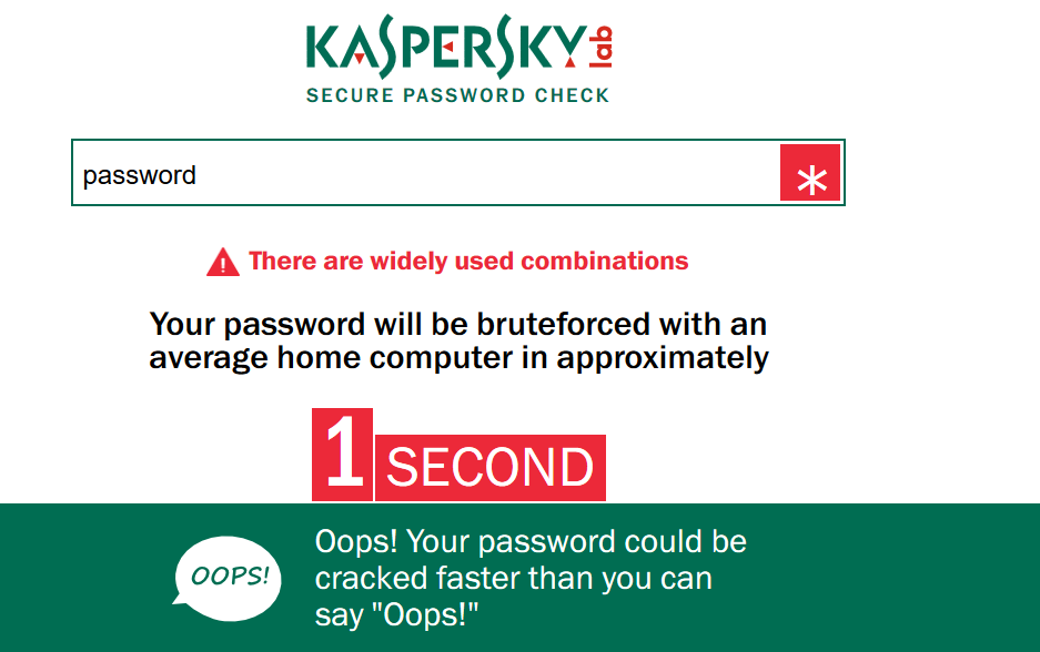 Check your password with Kasperky's Password Checker